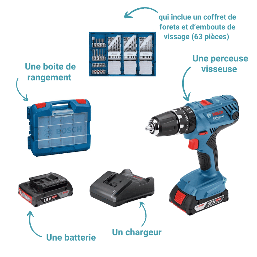 Perceuse visseuse et boite à outils BOSCH, photo 2 sur 4