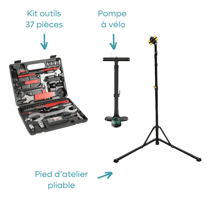 Kit vélo : outils, pompe et pied d'atelier Decathlon, photo 4 sur 4