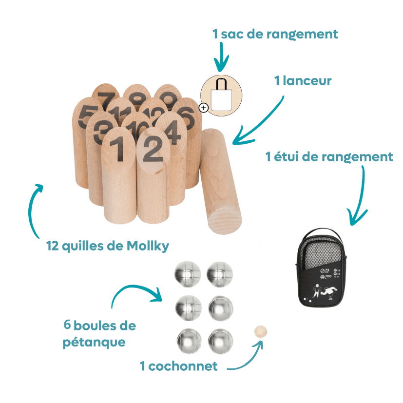 Kit de jeux d'extérieur : pétanque, Möllky, Roundnet Decathlon, Schildkröt, photo 3 sur 6